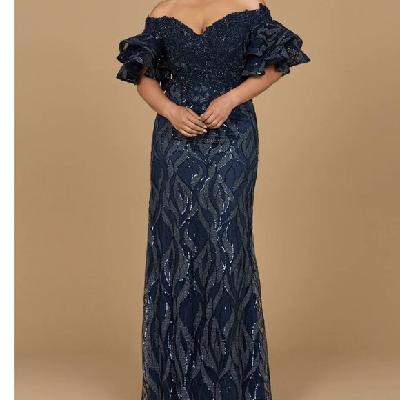 Elegant Deep Blue Evening Dress Plus Size - Picture 1 of 7